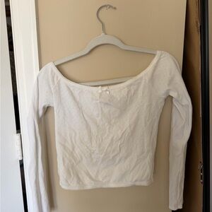Forever 21 White Long-Sleeve Off-Shoulder Top